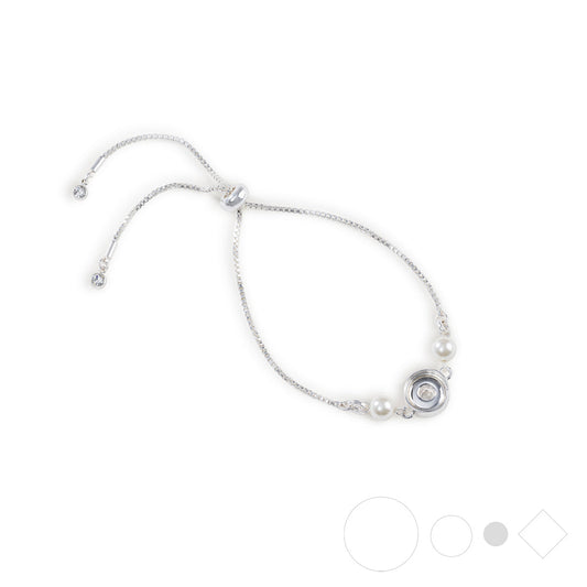 Silver pearl bracelet with snap jewelry by Style Dots