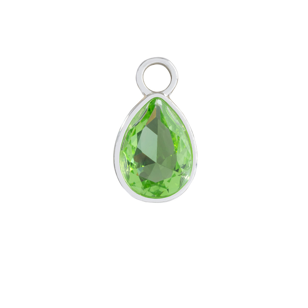 Peridot teardrop charm for hoop earrings