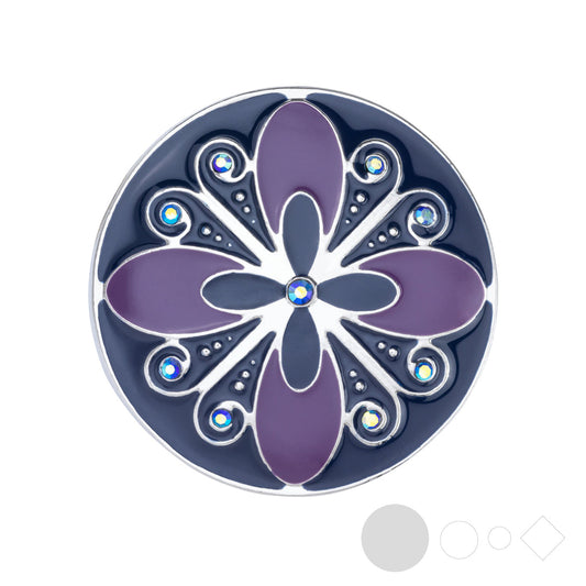 Purple enamel flower snap jewelry for interchangeable neckalces