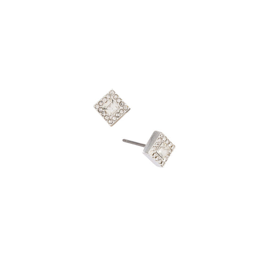 Silver square earrings for dainty jewelry by Style Dots