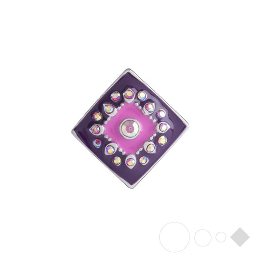 Purple & pink square snap bracelet charm for interchangeable jewelry