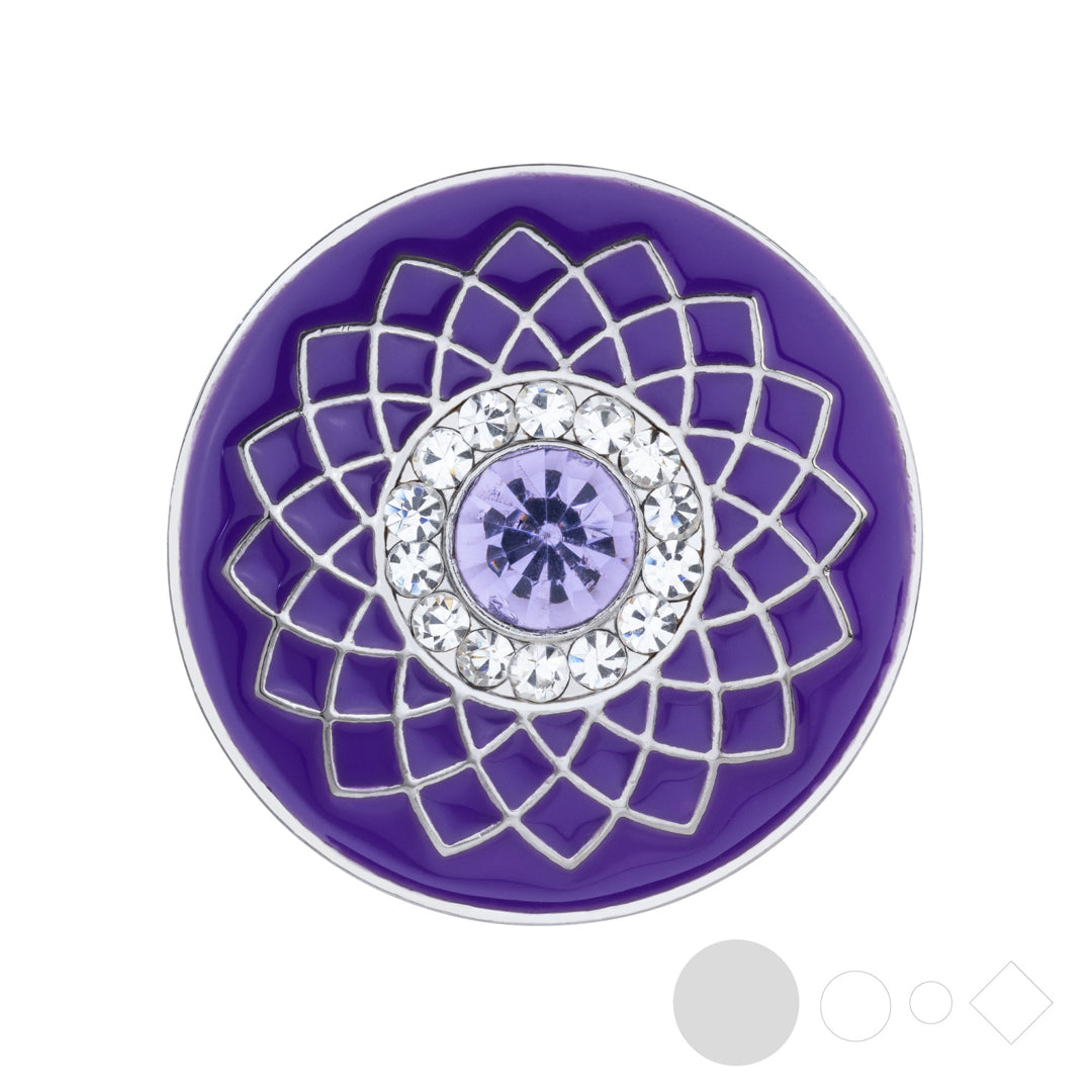 Silver and purple enamel snap jewelry for interchangeable necklaces