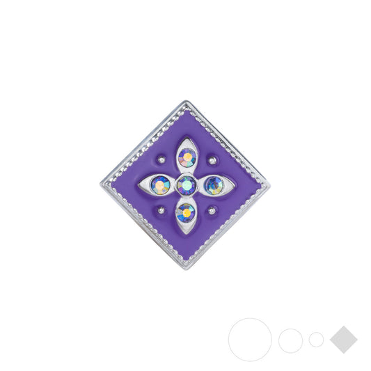Purple flower square snap bracelet for interchangeable jewelry