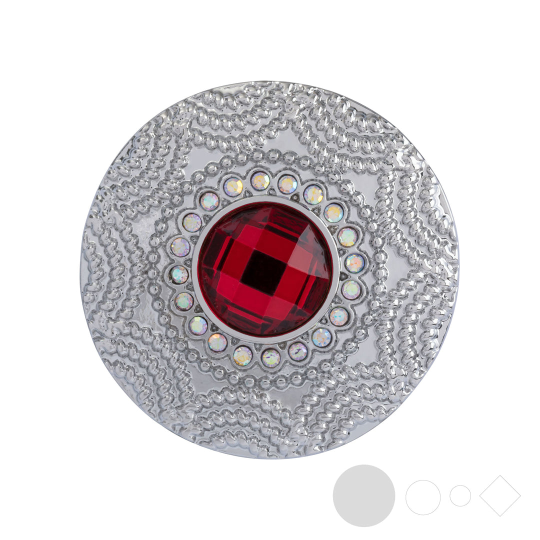 Silver and red scalloped snap jewelry for interchangeable necklaces