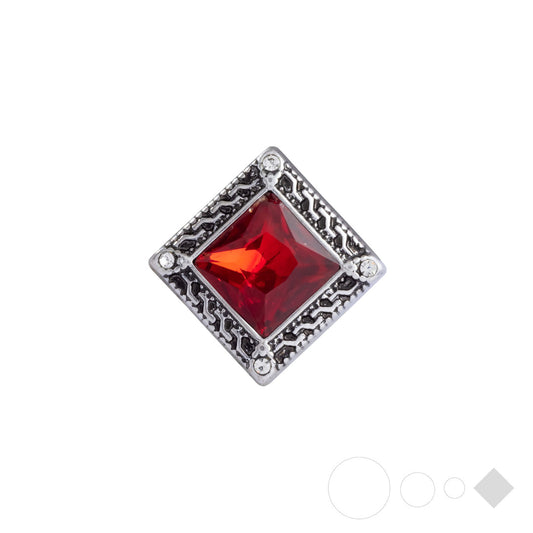 Red antiqued silver square snap jewelry for interchangeable necklaces