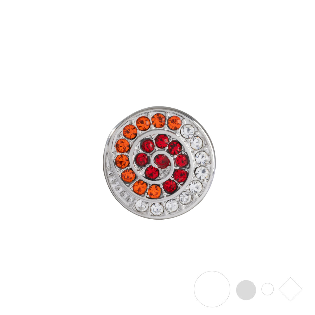 Swirl necklace pendant with red crystals for snap jewelry