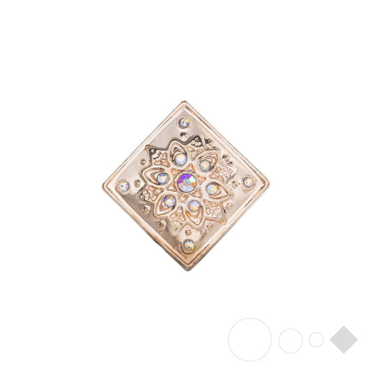 Rose gold floral square snap jewelry for interchangeable necklaces, braclelets and earrings.