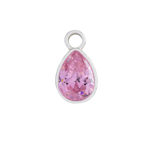 Rose pink teardrop charm for hoop earrings