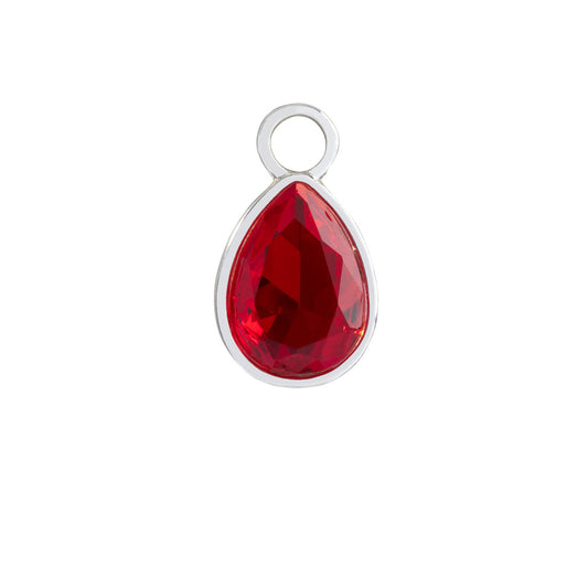 Ruby teardrop charm for hoop earrings
