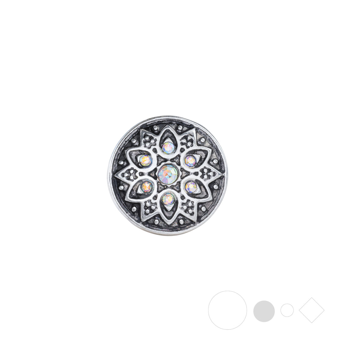 Floral antiqued silver necklace pendant for snap jewelry