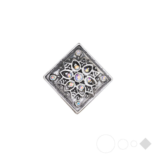 Silver floral square snap jewelry for interchangeable necklaces