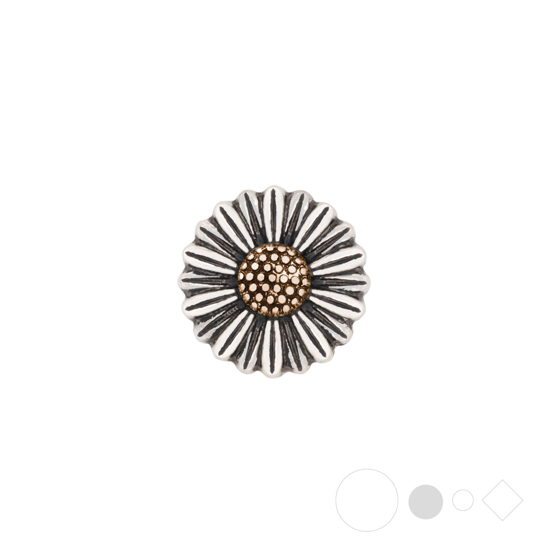 Silver sunflower necklace pendant for snap jewelry