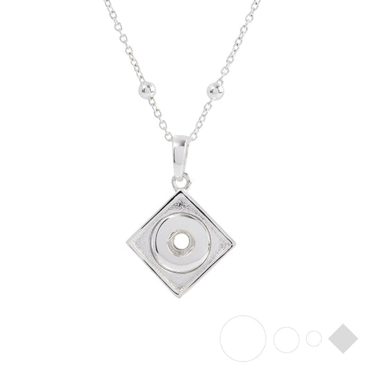 Silver square pendant necklace with interchangeable snaps from Style Dots Jewelry