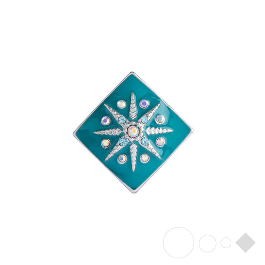 Teal star square snap bracelet charm for interchangeable jewelry