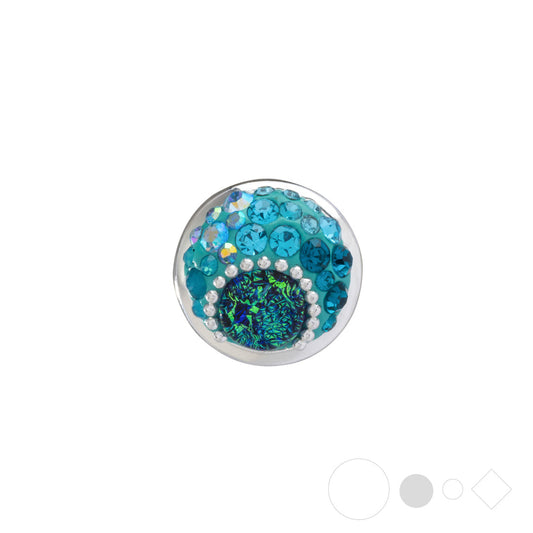 Teal crystals pave jewelry for interchangeable snap charms