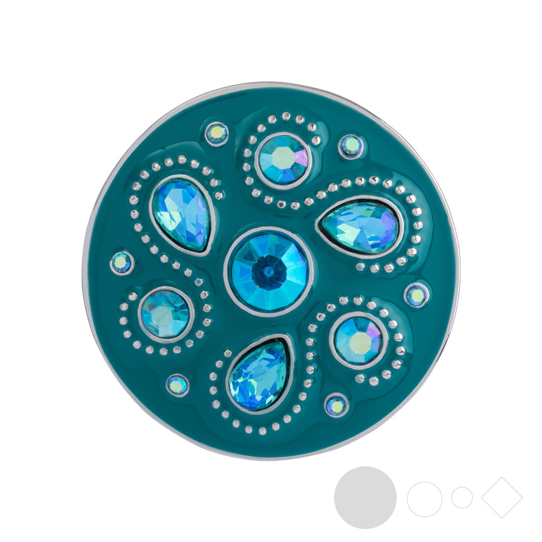 Teal enamel snap jewelry for interchangeable snap necklaces