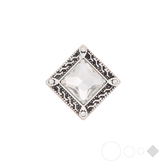 Crystal antiqued silver square snap jewelry for interchangeable necklaces