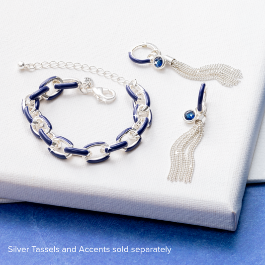 Blue Enamel Bracelet/Hoop Earring Set