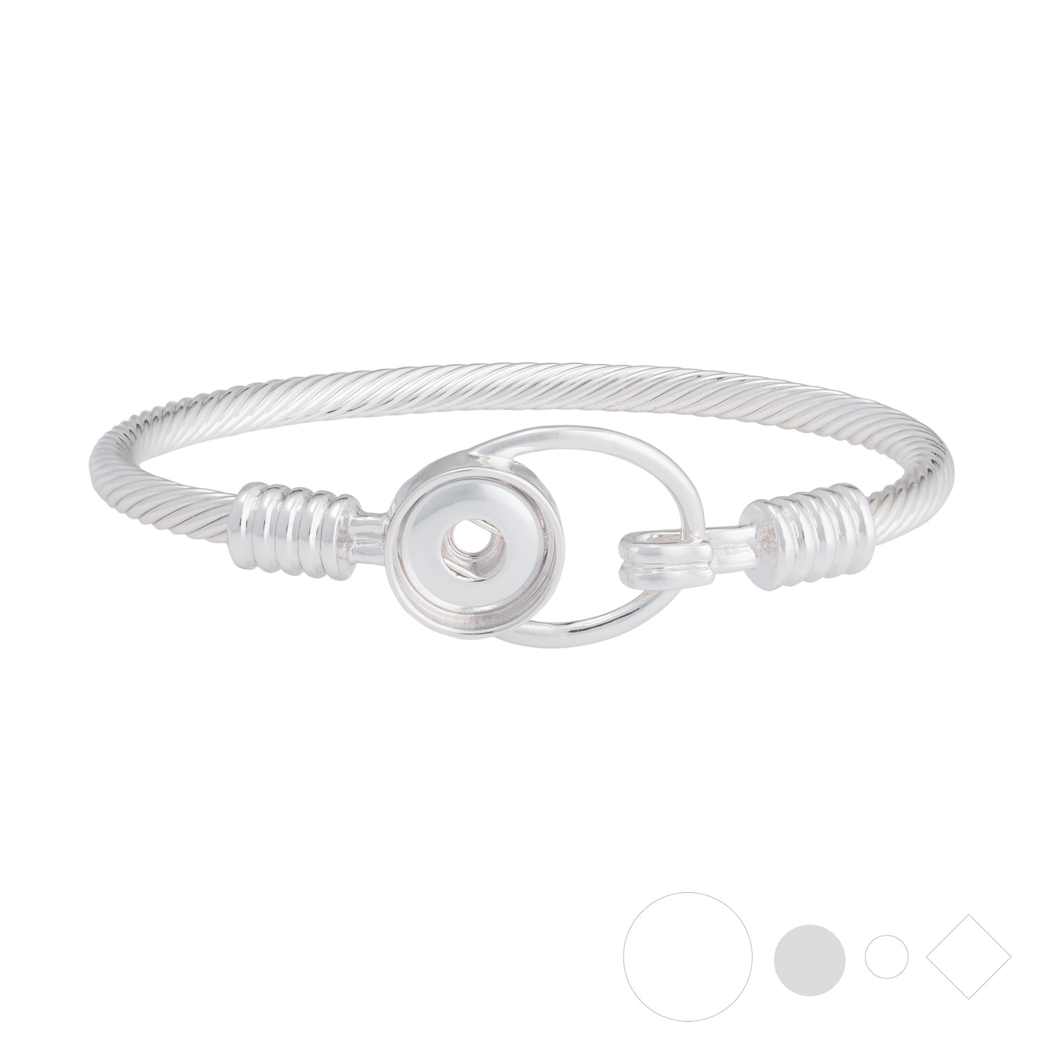 Silver bange bracelets with interchangeable snap jewelry