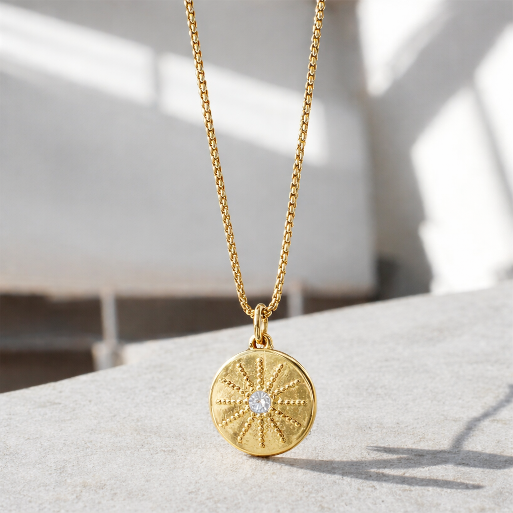 Glitter Disc Charm - Gold