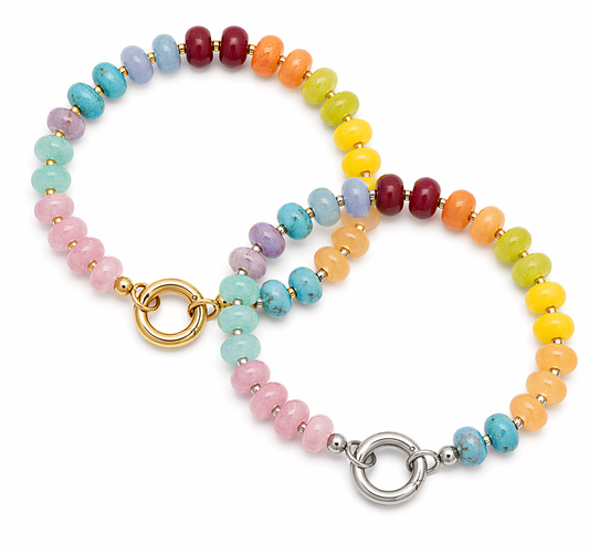 Rainbow Beaded Charm Keeper Bracelet