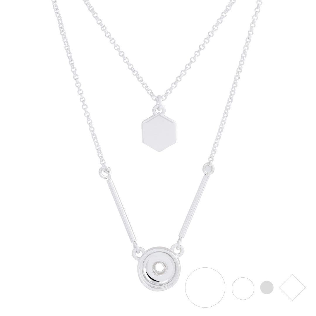Silver hexagon and interchangeable necklace pendant charm by Style Dots