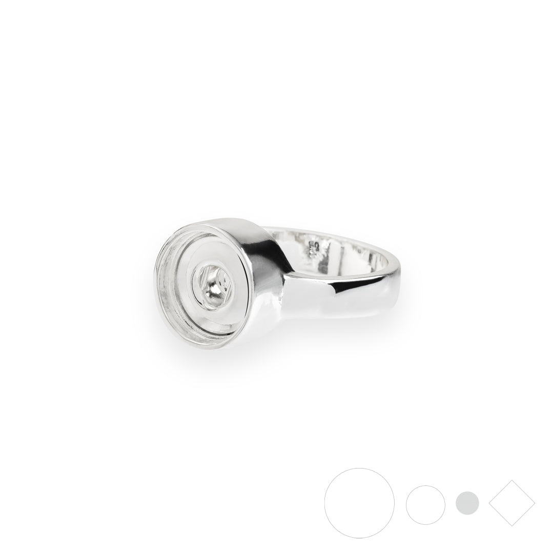 Silver dainty ring with interchangeable snap jewelry stones