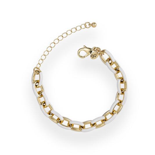 Gold Enamel Link Bracelet