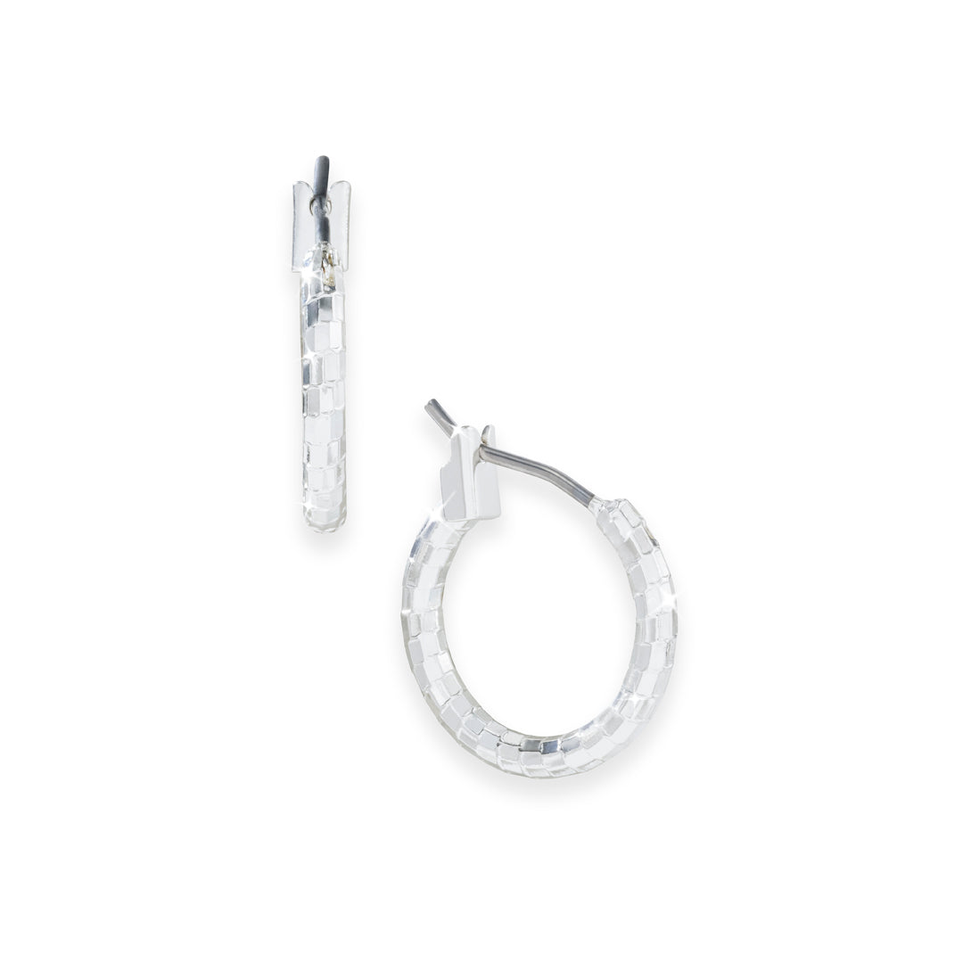 Silver Small Diamond-Cut Hoops