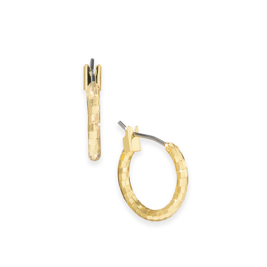 Gold Small Diamond-Cut Hoops