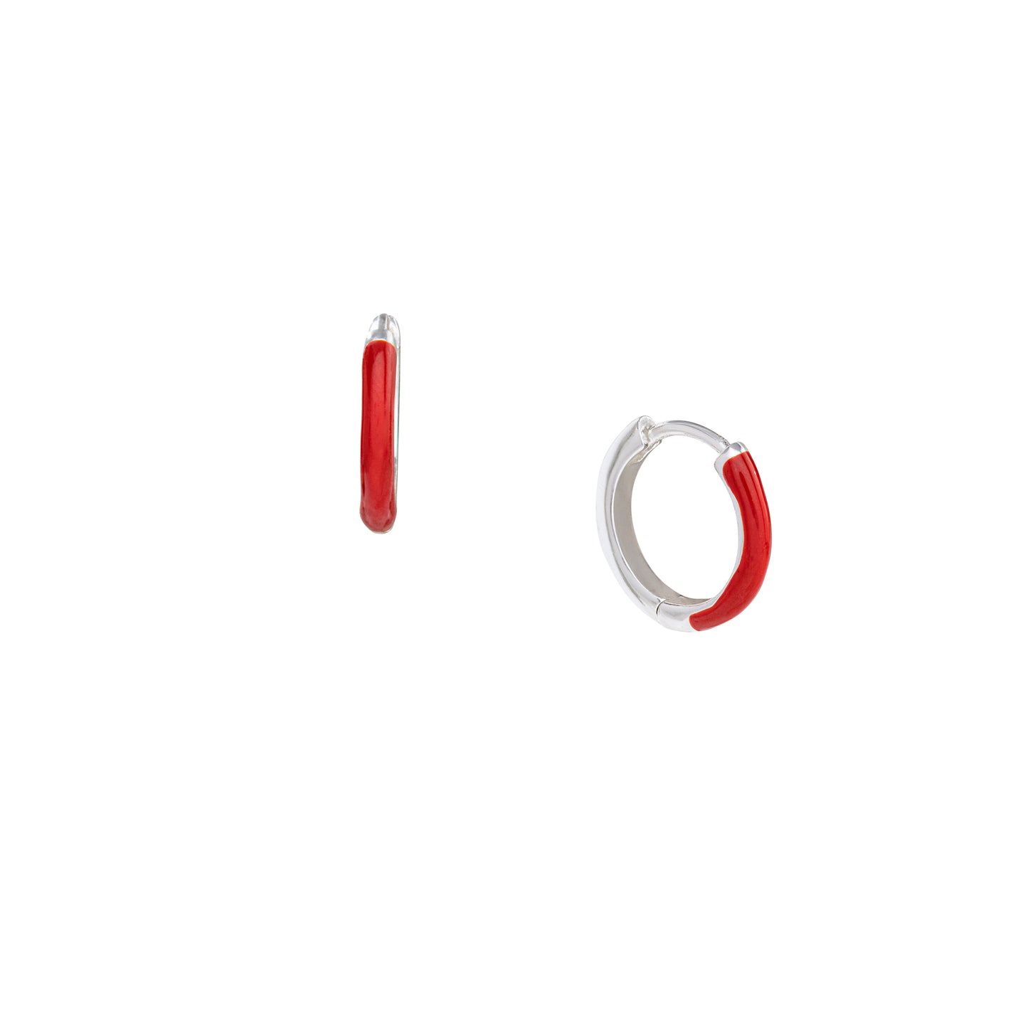 Red Enamel Link Bracelet/Hoop Set