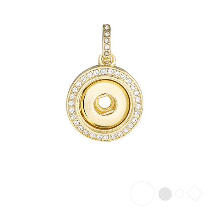 Gold pendant necklace for interchangeable snap jewelry