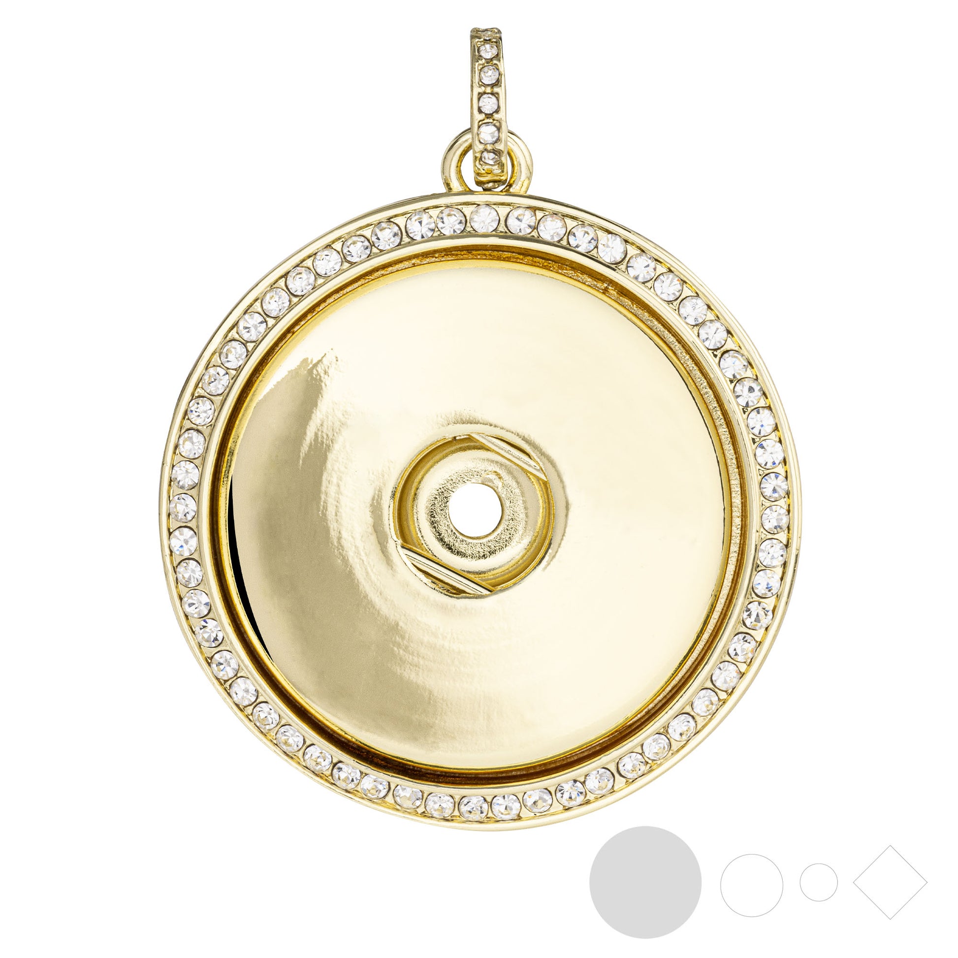 Gold pendant necklace charm for interchangeable snap jewelry