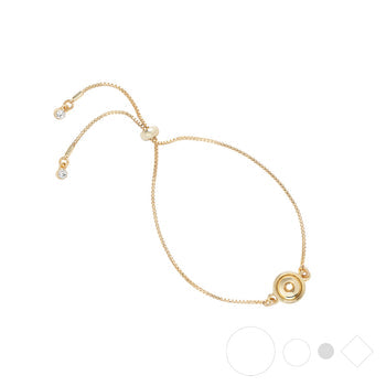 Gold bolo bracelets with interchangeable snap charms by Style Dots
