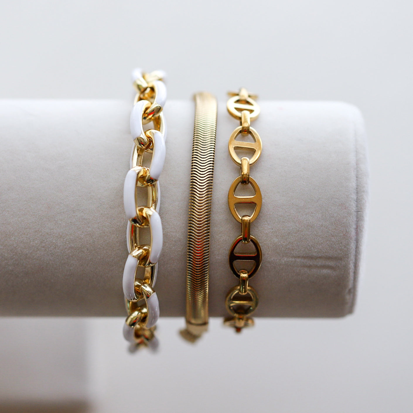 Gold Enamel Link Bracelet