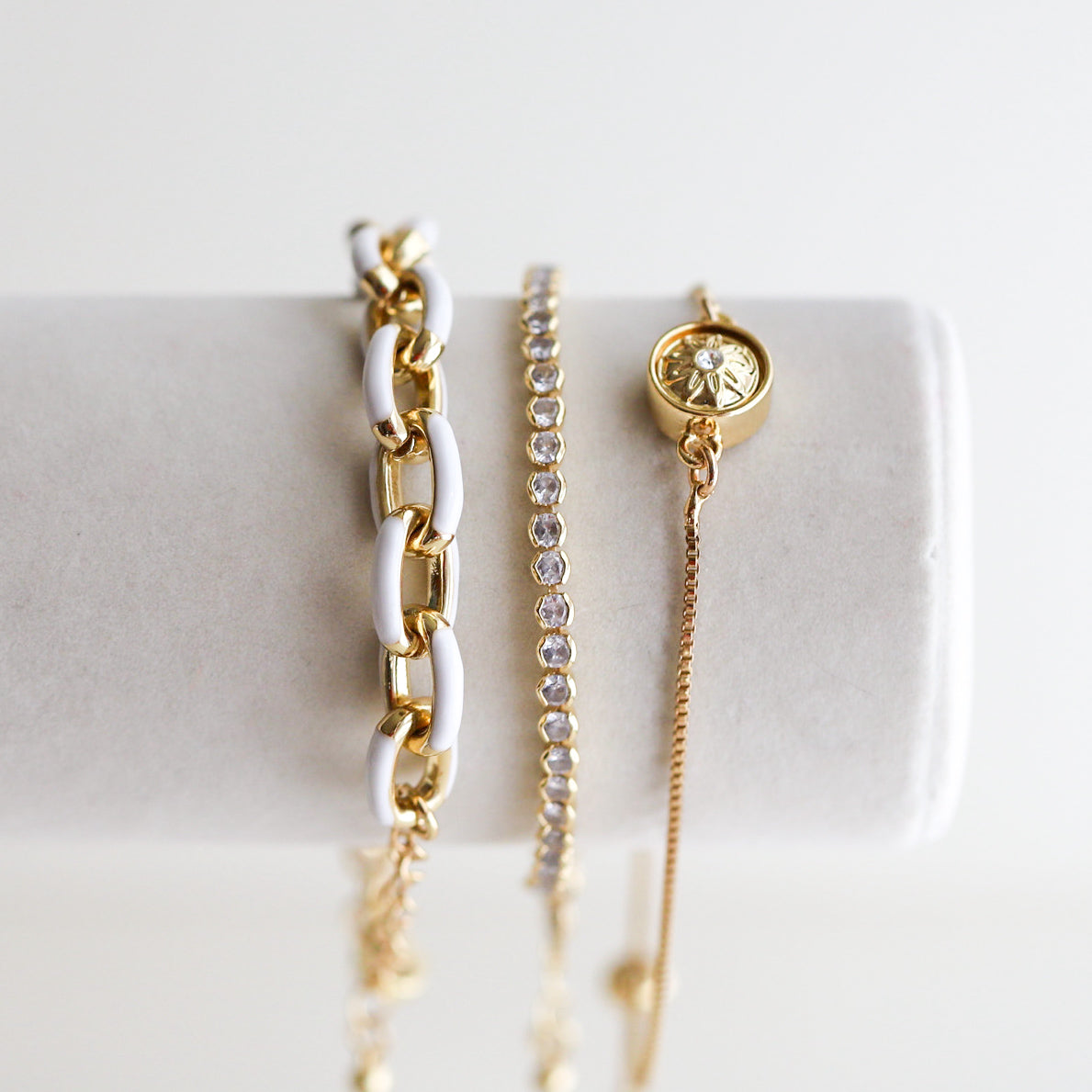 Gold Enamel Link Bracelet