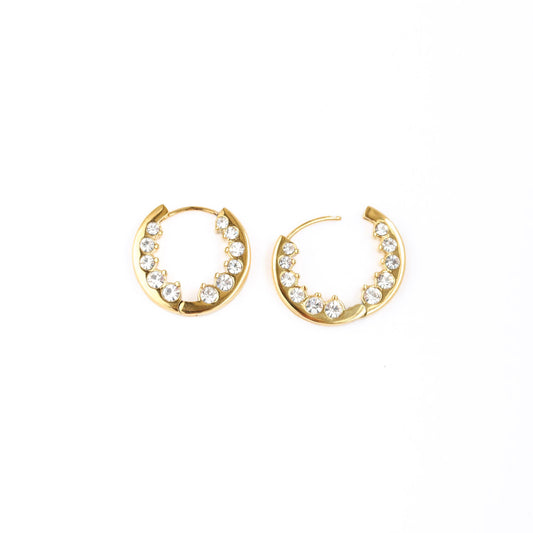 Inside Crystal Hoop Earrings - Gold