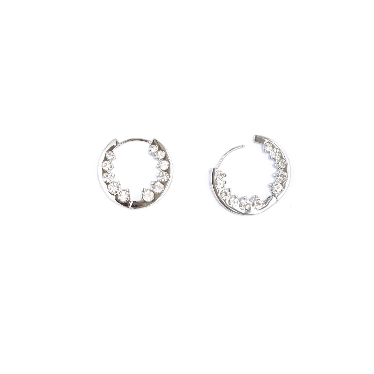Inside Crystal Hoop Earrings- Silver