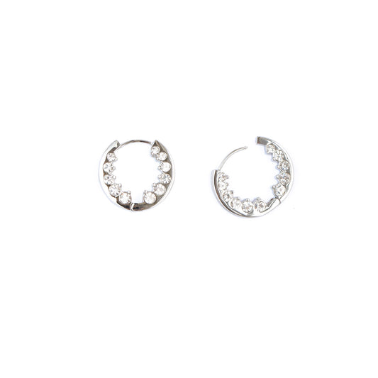 Inside Crystal Hoop Earrings- Silver