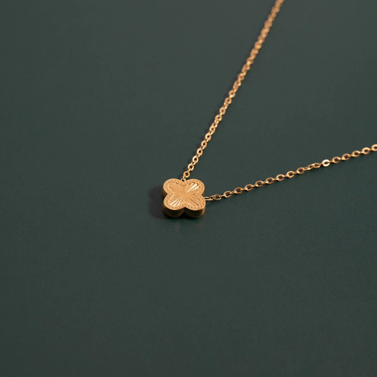 Red Quatrefoil Necklace Gold