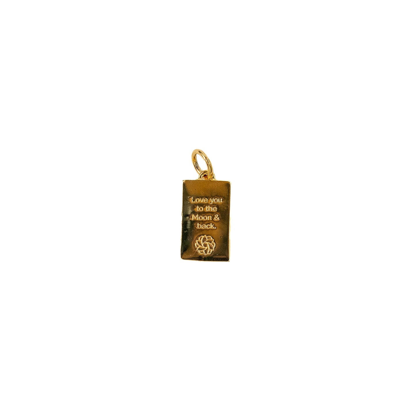 Moon & Back Tag Charm - Gold