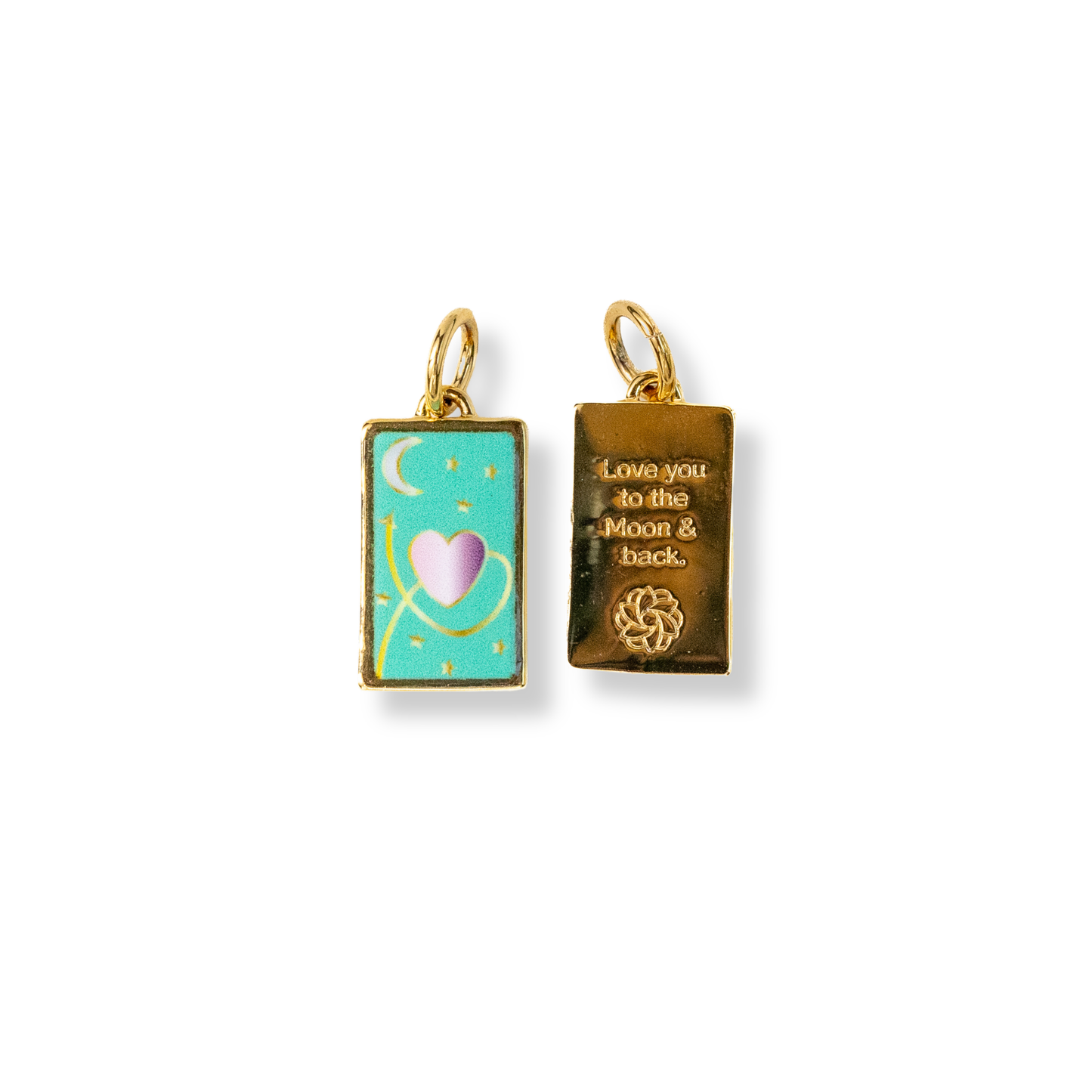 Moon & Back Tag Charm - Gold