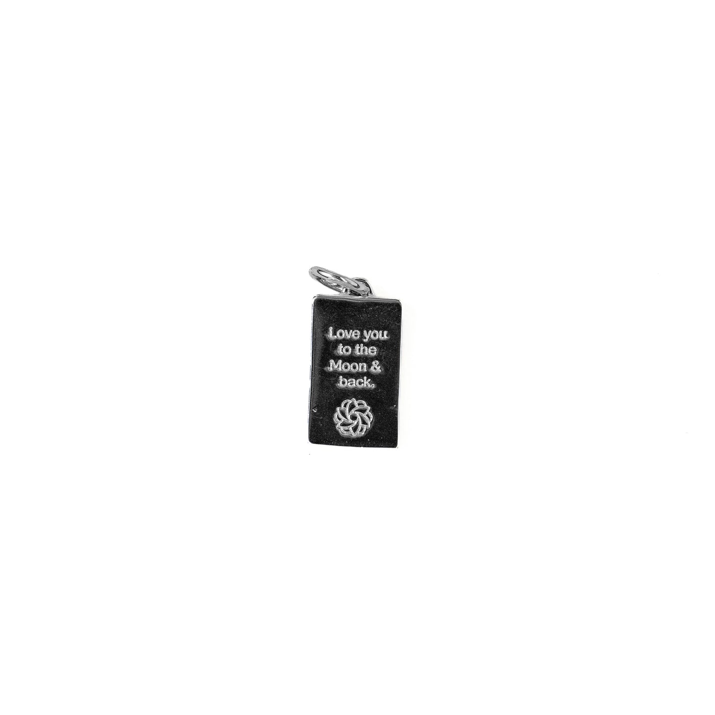 Moon & Back Tag Charm - Silver