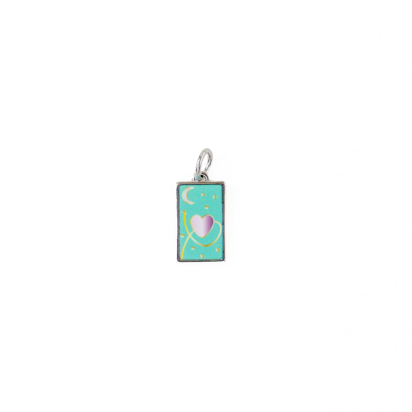 Moon & Back Tag Charm - Silver