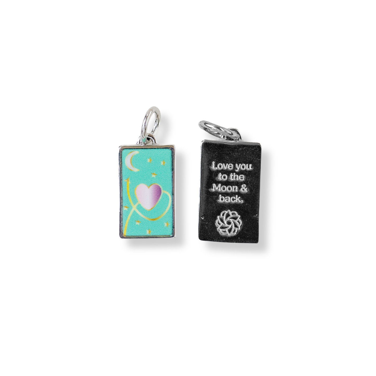 Moon & Back Tag Charm - Silver