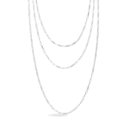 Silver paperclip chain necklaces for layering jewelry