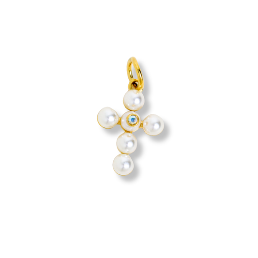 Pearl Cross Charm