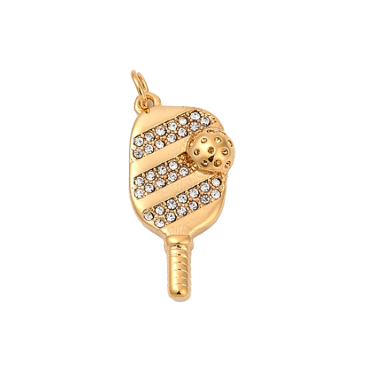 Pickle Ball Charm Gold