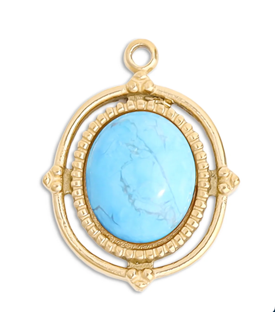 Roped Frame Oval Stone Charm/Pendant