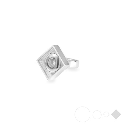 Silver square rings with interchangeable stones for snap jewelry